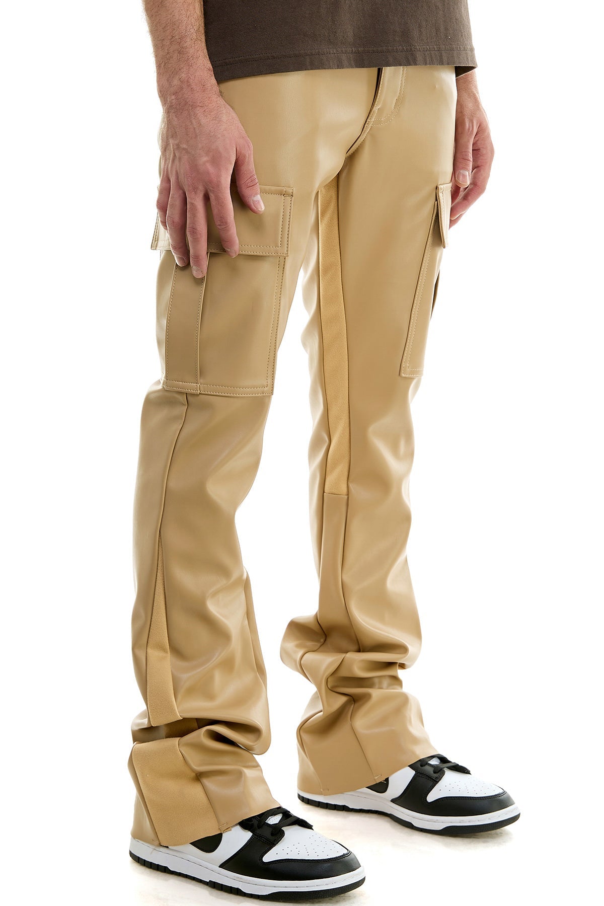 LEATHER FLARE PANTS