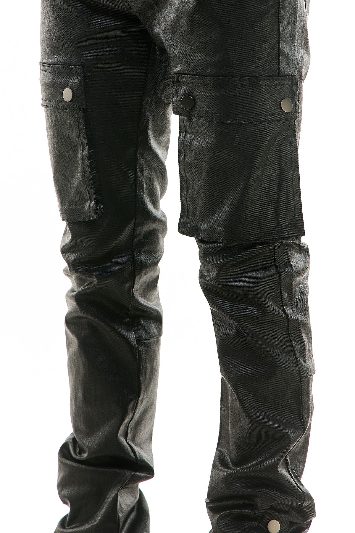 STACKED WAXED SNAP PANTS