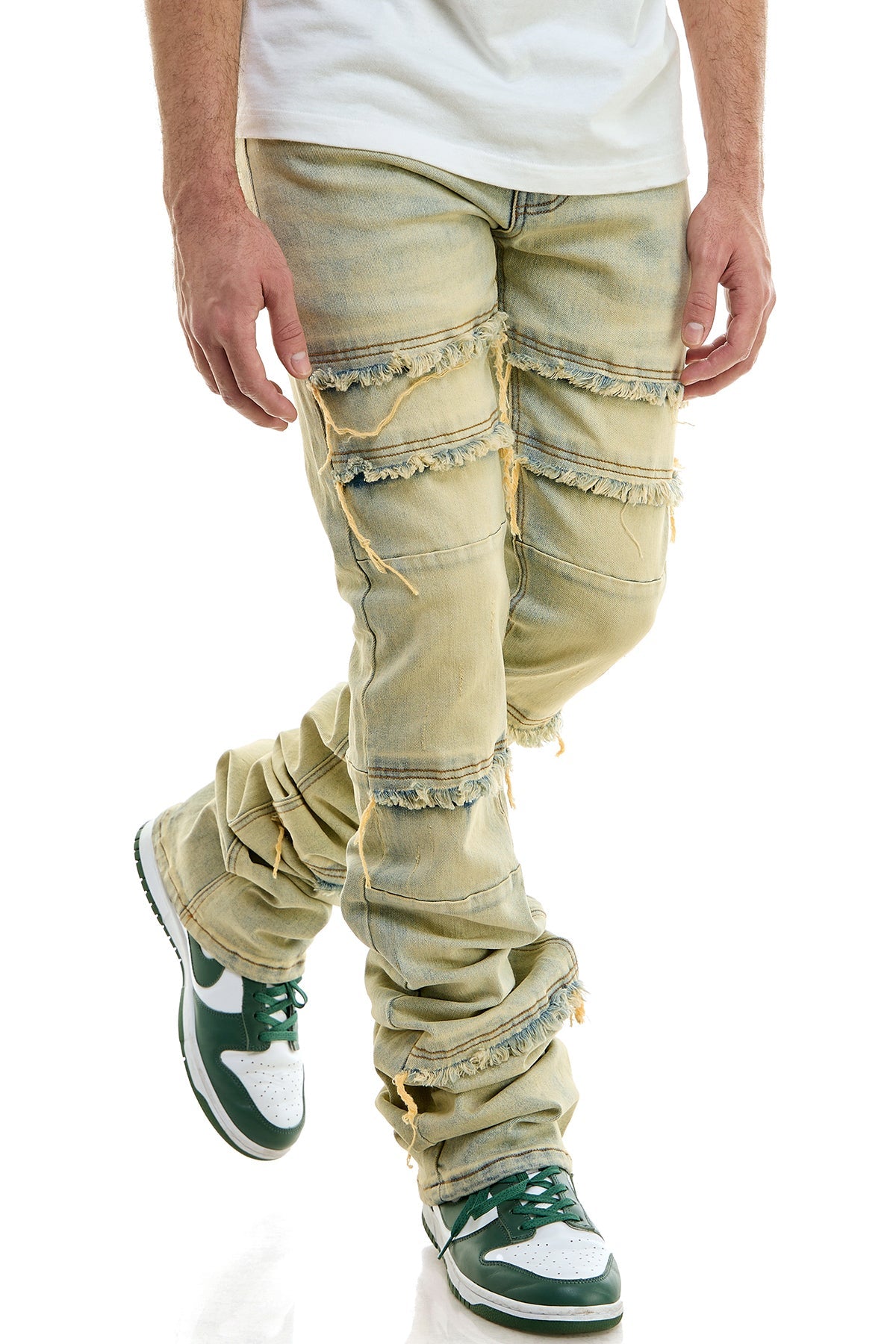 SUPER STACKED PANELLED JEANS