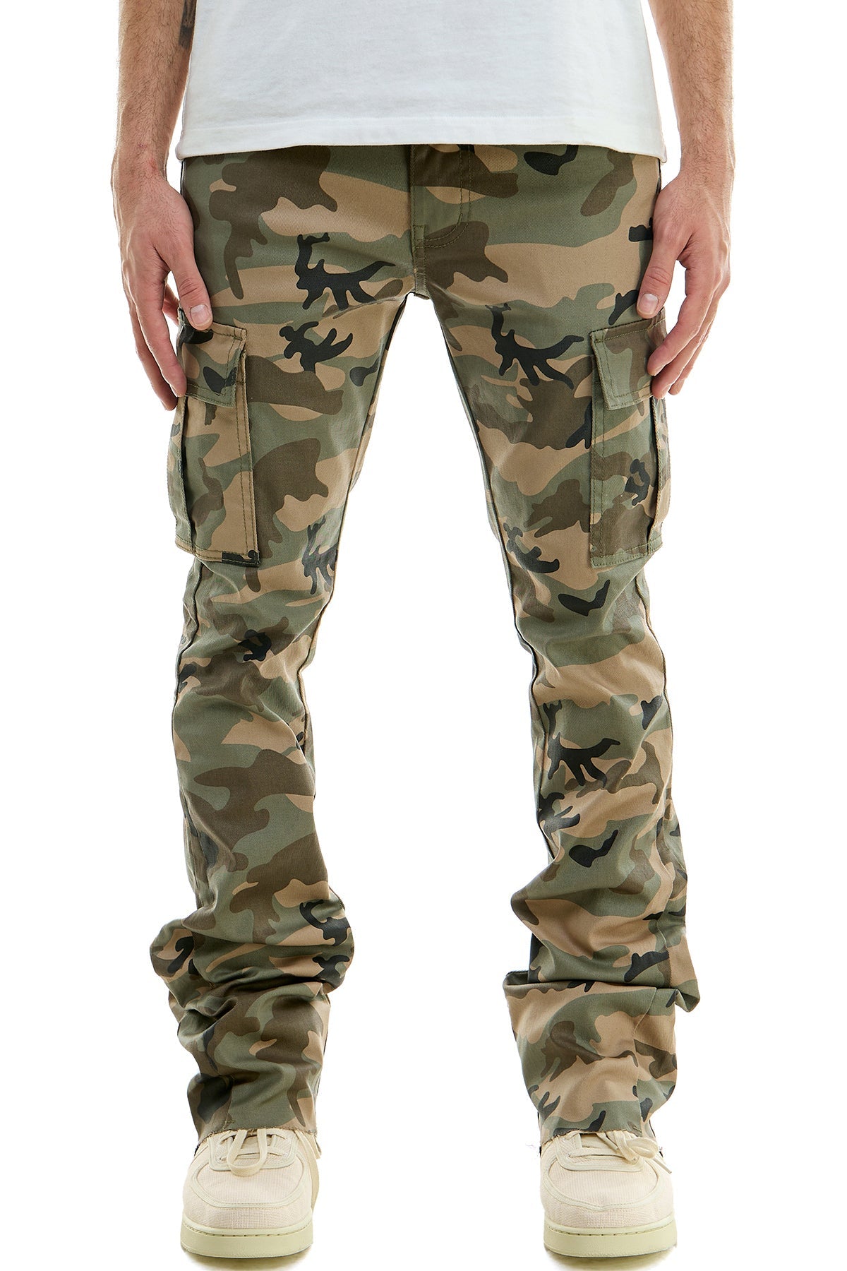 WAXED FLARE PANTS
