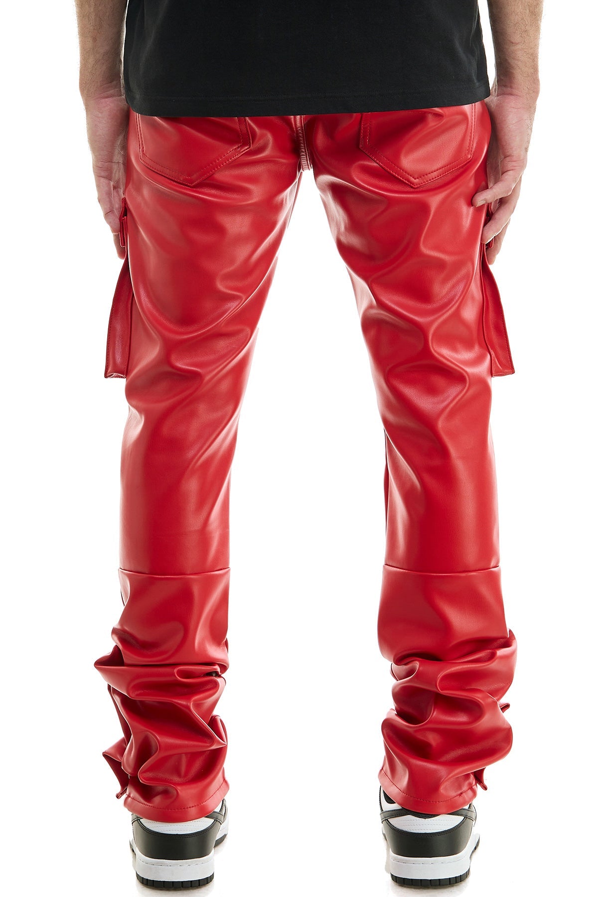 STACKED LEATHER SNAP PANTS