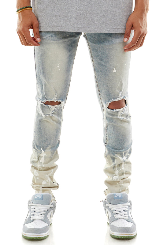 PAINTER'S DISTRESSED ANKLE ZIP JEANS