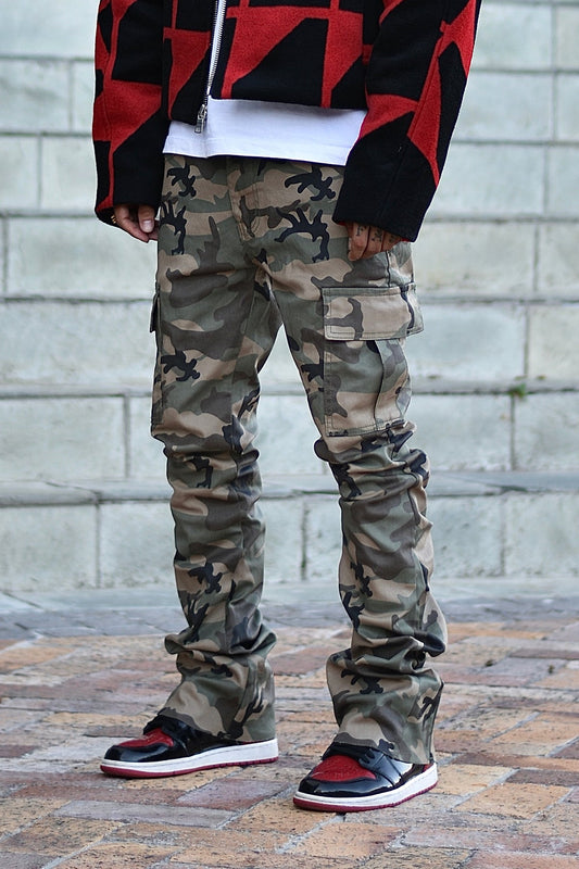 WAXED FLARE PANTS